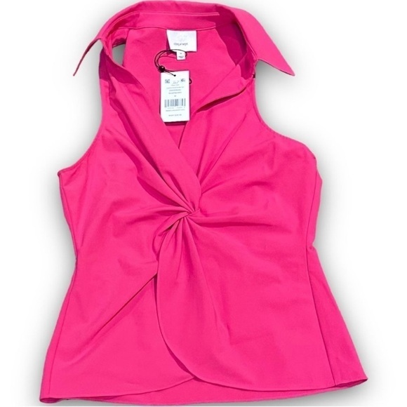 Cinq À SEPT McKenna Twisted Front Stretch-crepe Sleeveless Blouse Top XSmall NEW - Picture 5 of 10